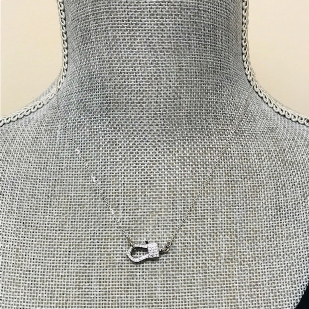 Pavé CZ “Clasp in Front” Necklace,avail 3 colors - Picture 5 of 8